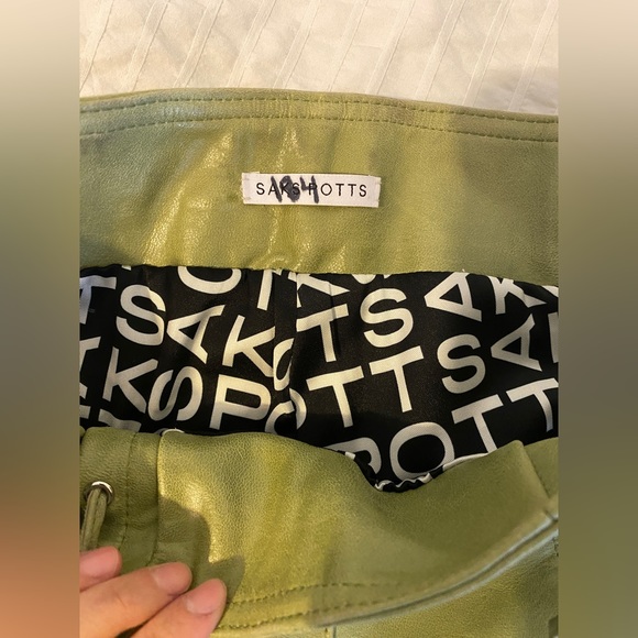 SAKS POTTS CHRISTINA Lamb Leather Lace Up PANTS Sz 2 - Picture 6 of 8